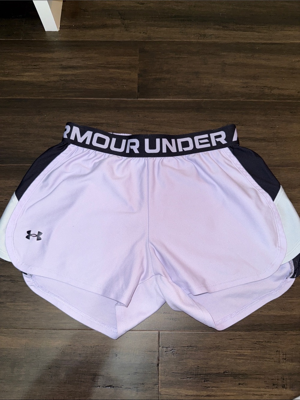 Under Armour Women’s Light Lavender Athletic Shorts with Black Waistband